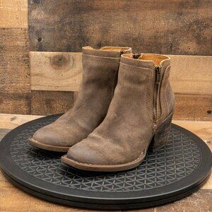 BORN ALANA WOMENS ANKLE BOOTS BROWN LEATHER SIDE ZIPPER BUSINESS CASUAL SIZE 9M